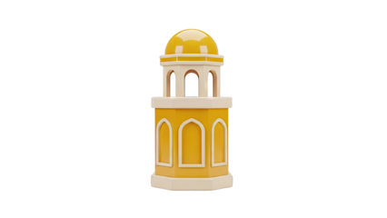 Stylized Yellow Islamic Minaret with Dome