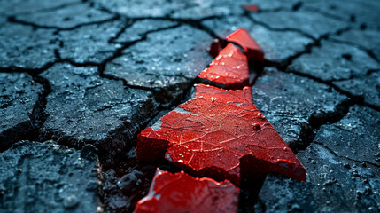 Rising from a fractured and dark ground, a glowing red arrow pushes upward, symbolizing the triumphant spirit of breakthrough and the determination to succeed despite the most challenging environments