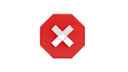 Red X Mark on Octagon Shape