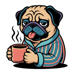 Happy Dog Holding a Bone Illustration