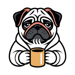 Happy Dog Holding a Bone Illustration