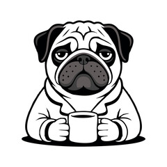 Happy Dog Holding a Bone Illustration