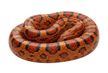 Obraz premium Orange corn snake coiled isolated. Red rat snake.