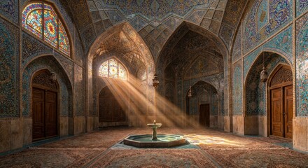 Interior view of traditional Iranian architecture building
