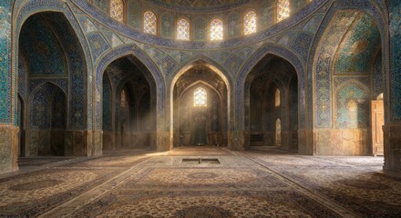 Interior view of traditional Iranian architecture building
