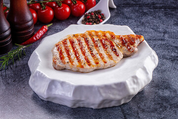 Tasty grilled fat pork steak