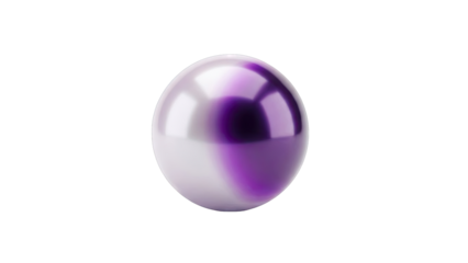 Shiny sphere with purple and silver swirls