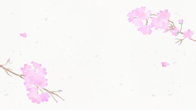 Cherry Blossom Spring Background Loop for Wedding or Sale Promotion, 4K Seamless Watercolor Animation with Copy Space│桜　春　背景動画　4K　水彩　ループ　コピースペースあり