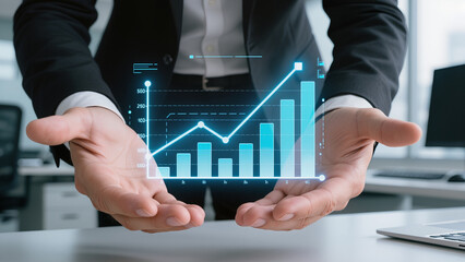 businessman showing graph