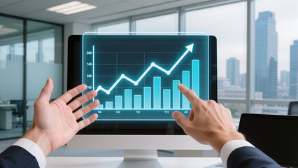 businessman showing graph