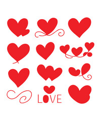 Hand drawn linear hearts set vactor  Various brush, chalk, marker, ink drawn heart shapes. Artistic lines, outlines.vactor Valentine's day uneven, textured edge doodle vactor illustration