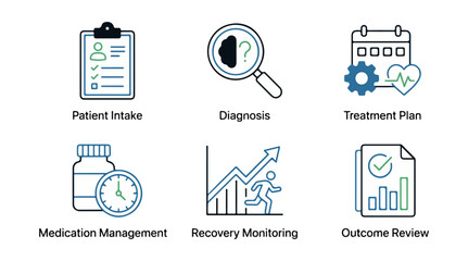 Medical icons health planning and analysis visuals
