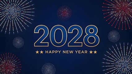 Happy New Year 2028 celebration with vibrant fireworks