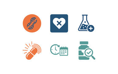 Medical icons health treatment and laboratory symbols