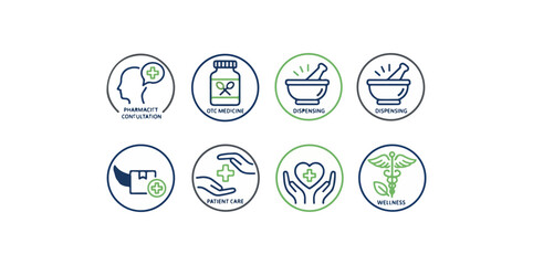 Medical icons healthcare symbols and wellness concepts illustration