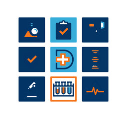 Medical icons illustrated healthcare and scientific symbols