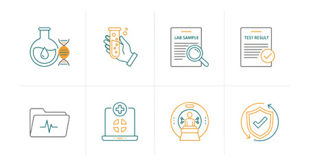 Medical icons illustrating healthcare concepts and laboratory procedures