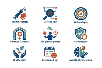 Set of various digital icons for business and technology concepts