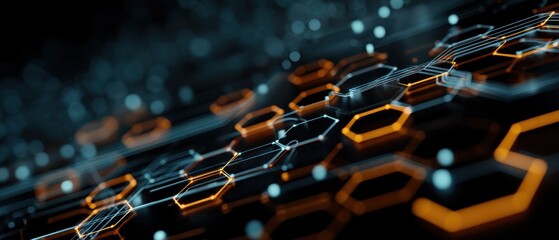 Abstract futuristic hexagonal pattern on transparent background