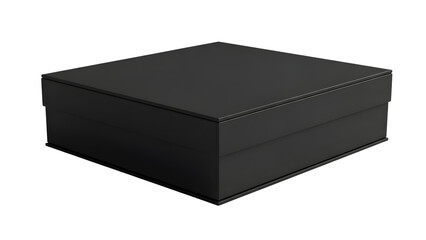 Elegant Black Gift Box With Lid On Dark Background