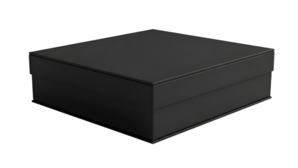 Elegant Black Gift Box With Lid On Dark Background