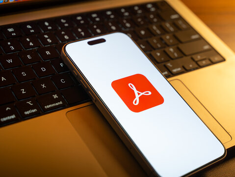 Adobe Acrobat Reader logo is displayed on the screen of a smartphone, in Bangalore, India, on January 06, 2026