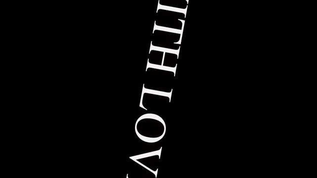 With Love Text in White on Black Background lettering
