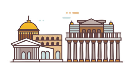 Obraz premium Flat Design Illustration of Classical Architecture and Government Buildings