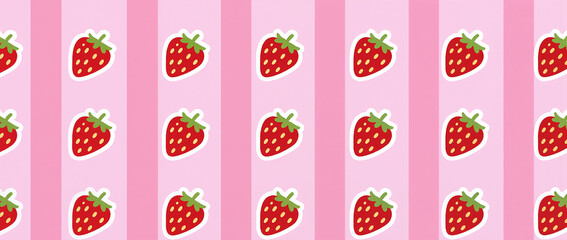 Strawberry Pattern Pink Stripes.