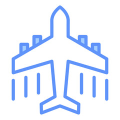 Plane Outline Blue Color Icon