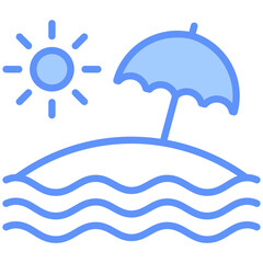 Beach Outline Blue Color Icon