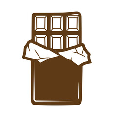 Vintage Chocolate bar in brown wrapper partially unwrapped  sweet treat