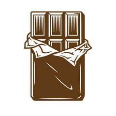 Vintage chocolate bar with wrapper partially unwrapped  brown color