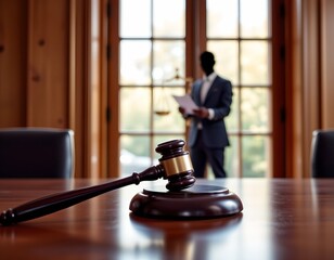 Judges Gavel and Scales Justice Court Setting