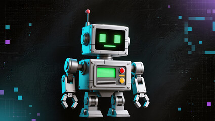 Retro Robot Standing Digital Bkg.
