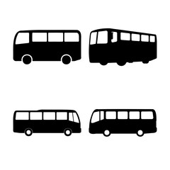 Bus vector icons set. different black silhouette transportation symbols. Vector