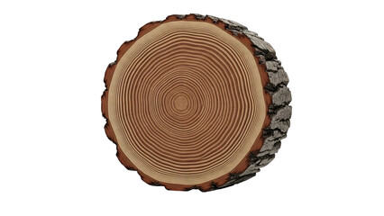 Close-up of a Tree Ring Cross-Section with Bark