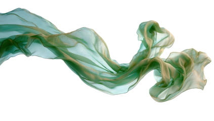 Flowing fabric, light green sheer waves across black