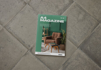 Mockup Of Customizable A4 Magazine With Front Cover