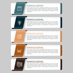Abstract Infographic Design Template with Five Options for Business Strategy, Marketing Analysis, and Project Management Presentation