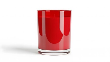 Red Scented Candle in Glass Jar on White Background red candle home decor