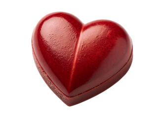 Red heart-shaped chocolate bonbon, isolated on transparent background