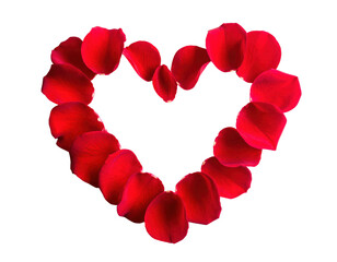 heart made of rose petals white background