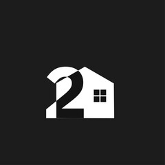 Geometric Number 2 House Logo Design - Modern Real Estate Icon