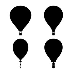 Naklejka premium Diverse black balloon silhouettes: hot air and party designs set. Vector