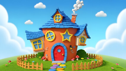 Ancient fairy tale castle on the hill featuring traditional Thai pagoda architecture and ornate Buddhist temple roofs under a clear Bangkok sky