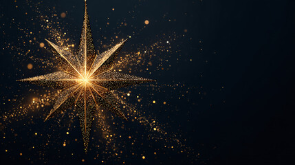 A radiant starburst of golden light shimmers against a dark blue background, creating a mesmerizing spectacle