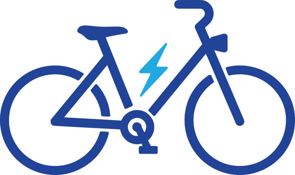 Electric bicycle icon, eco transport, sustainable mobility, e bike energy, vector illustration
