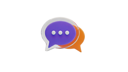 3D Speech Bubble Icon with Three Dots
