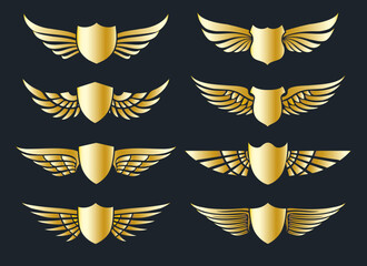 Golden heraldic shields